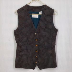 Dana Buchman, Green and Red, 100% silk, Vest, Size 8 Women